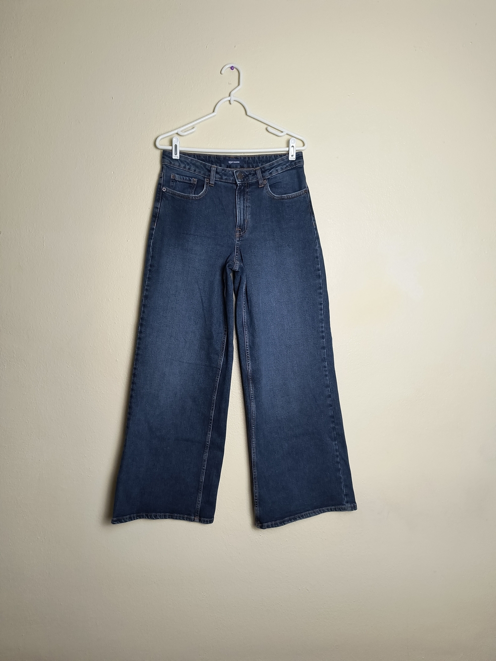 Women's Size 8 Wide-Leg High-Rise Jeans — Dark Blue Denim - Baggy